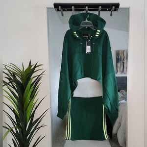 NWT Adidas x Ivy Park Hooded Cutout Dress, Dark Green, XL